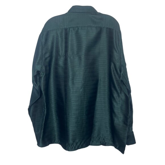 Barry.Wang SIlk Blend Dress Shirt Button Front Mens 2XL Green New - Picture 2 of 9